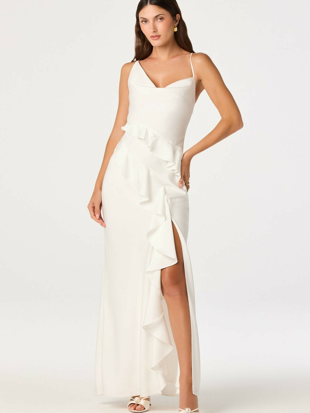 ASTR White One-Shoulder Ruffle Column Dress - Picture 4 of 4